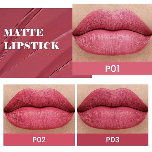 3Pcs Nude Pink Beige Rose Mauve Matte Lipstick Pack Sets for Women Silky Velvet Lipstick Matte Long Lasting Smudge Proof Lipstick Lip Stain Makeup Set Kit matte lipstick 24 hours original 03